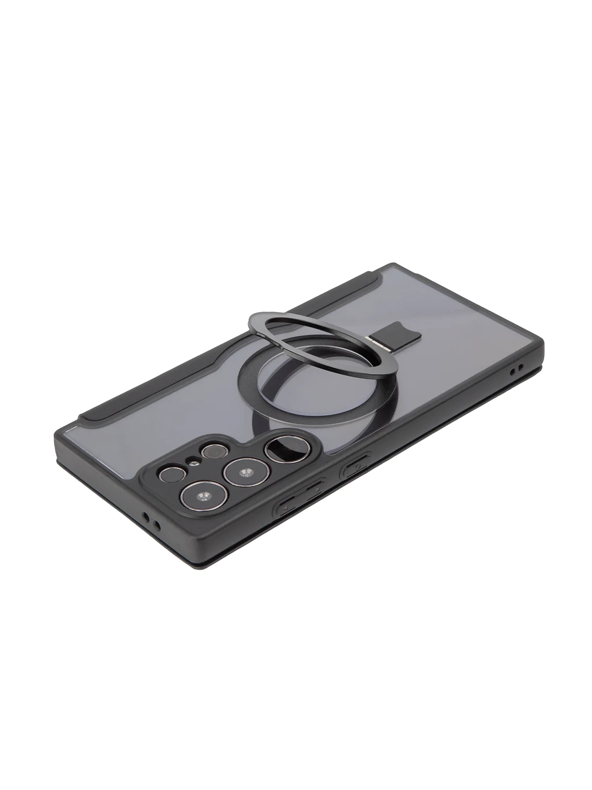 Черный чехол-книжка MagSafe для Samsung Galaxy S24, S24+, S24 Ultra из экокожи BROSCORP с кольцом