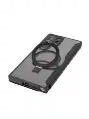 Черный чехол-книжка MagSafe для Samsung Galaxy S24, S24+, S24 Ultra из экокожи BROSCORP с кольцом