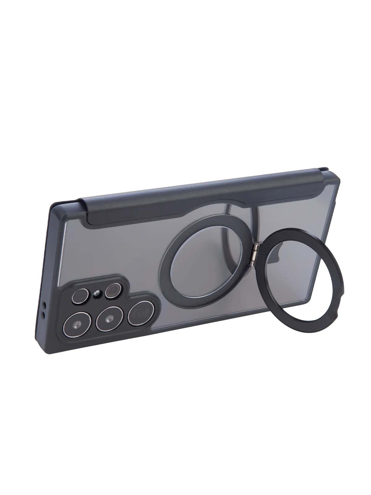 Черный чехол-книжка MagSafe для Samsung Galaxy S24, S24+, S24 Ultra из экокожи BROSCORP с кольцом