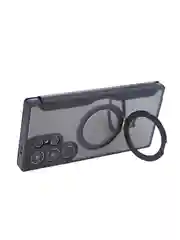 Черный чехол-книжка MagSafe для Samsung Galaxy S24, S24+, S24 Ultra из экокожи BROSCORP с кольцом