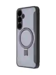 Черный чехол-книжка MagSafe для Samsung Galaxy S24, S24+, S24 Ultra из экокожи BROSCORP с кольцом