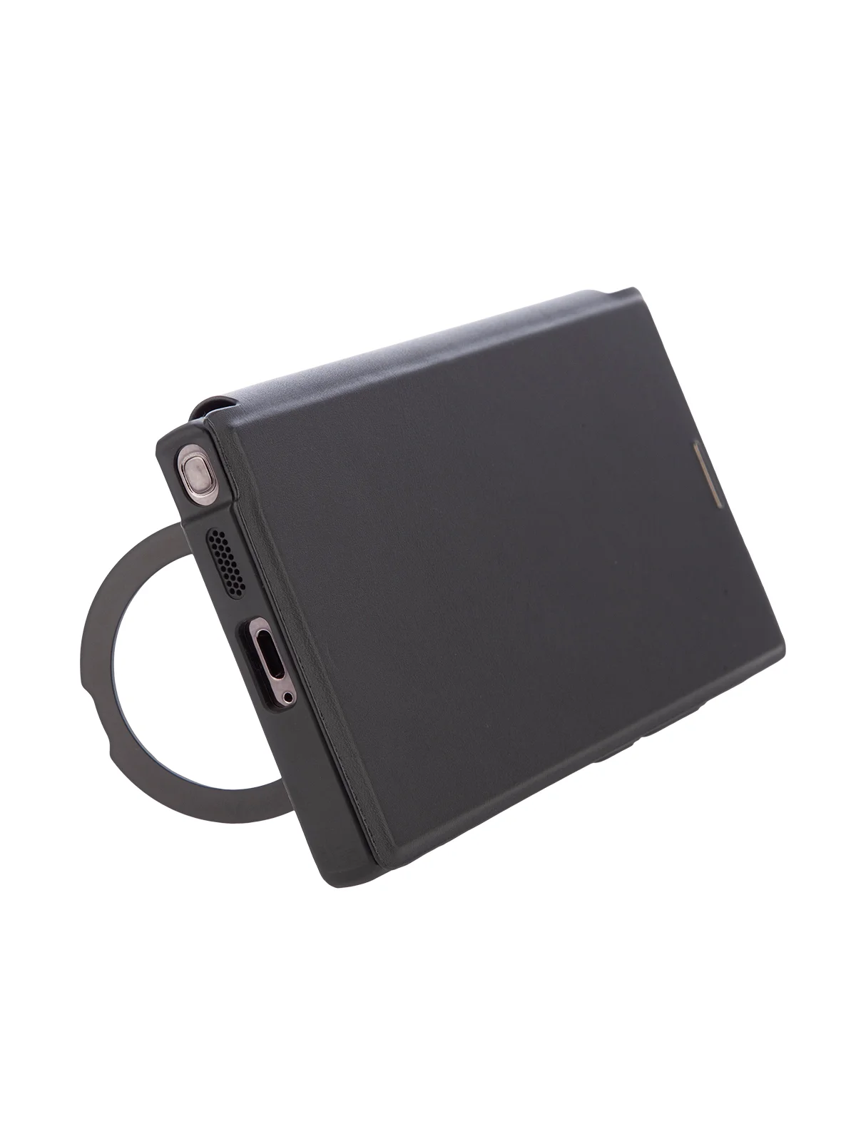 Черный чехол-книжка MagSafe для Samsung Galaxy S24, S24+, S24 Ultra из экокожи BROSCORP с кольцом