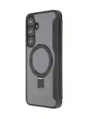 Черный чехол-книжка MagSafe для Samsung Galaxy S24, S24+, S24 Ultra из экокожи BROSCORP с кольцом