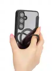Черный чехол-книжка MagSafe для Samsung Galaxy S24, S24+, S24 Ultra из экокожи BROSCORP с кольцом
