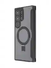 Черный чехол-книжка MagSafe для Samsung Galaxy S24, S24+, S24 Ultra из экокожи BROSCORP с кольцом