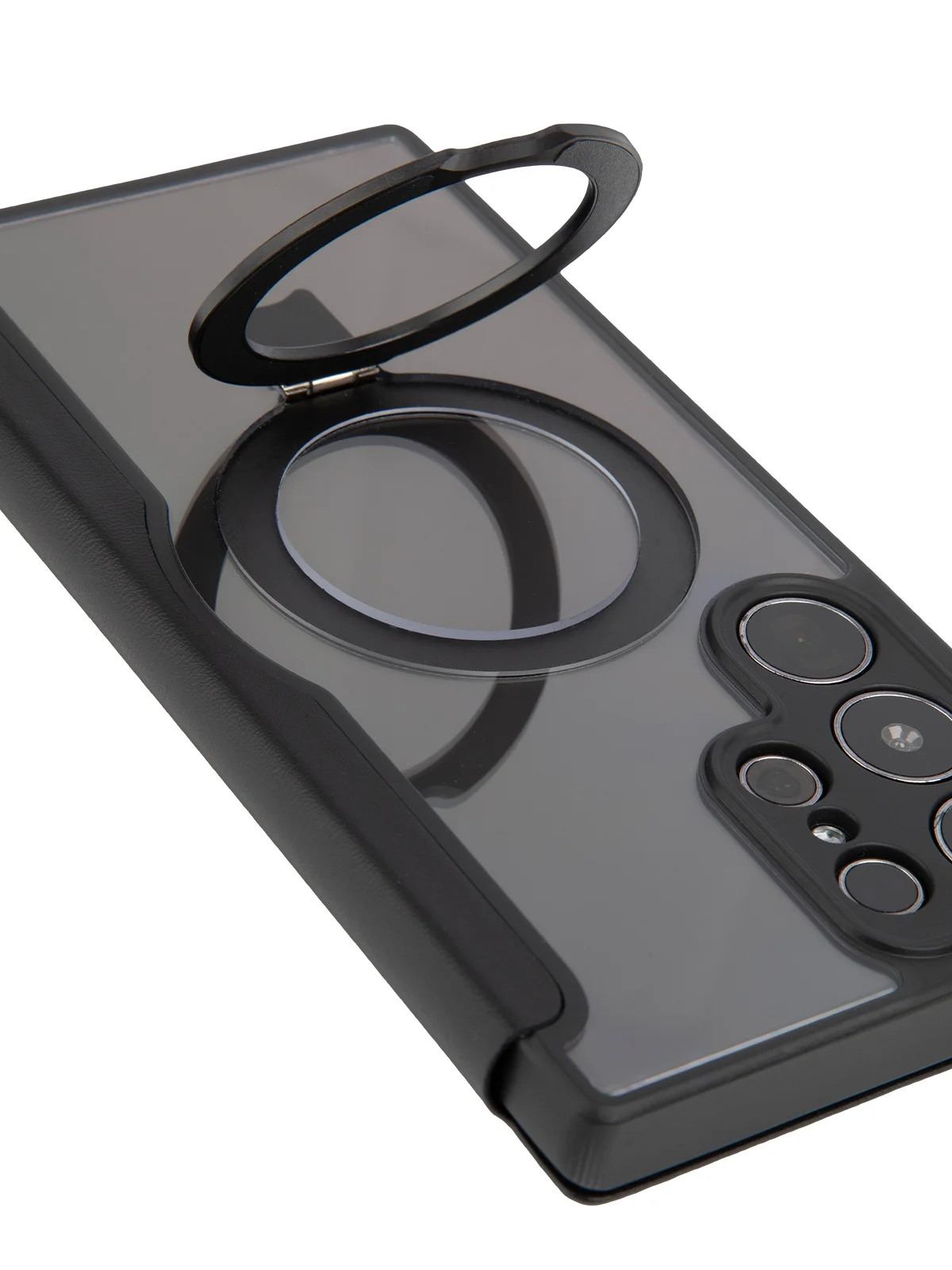 Черный чехол-книжка MagSafe для Samsung Galaxy S24, S24+, S24 Ultra из экокожи BROSCORP с кольцом