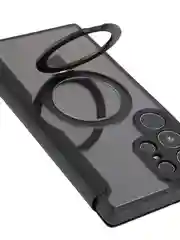 Черный чехол-книжка MagSafe для Samsung Galaxy S24, S24+, S24 Ultra из экокожи BROSCORP с кольцом