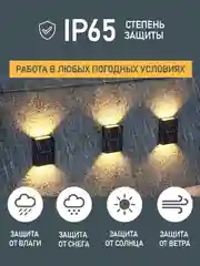 Черный светодиодный фасадный светильник на солнечных батареях Glanzen RPD-0003-1-solar-2pcs 2 шт