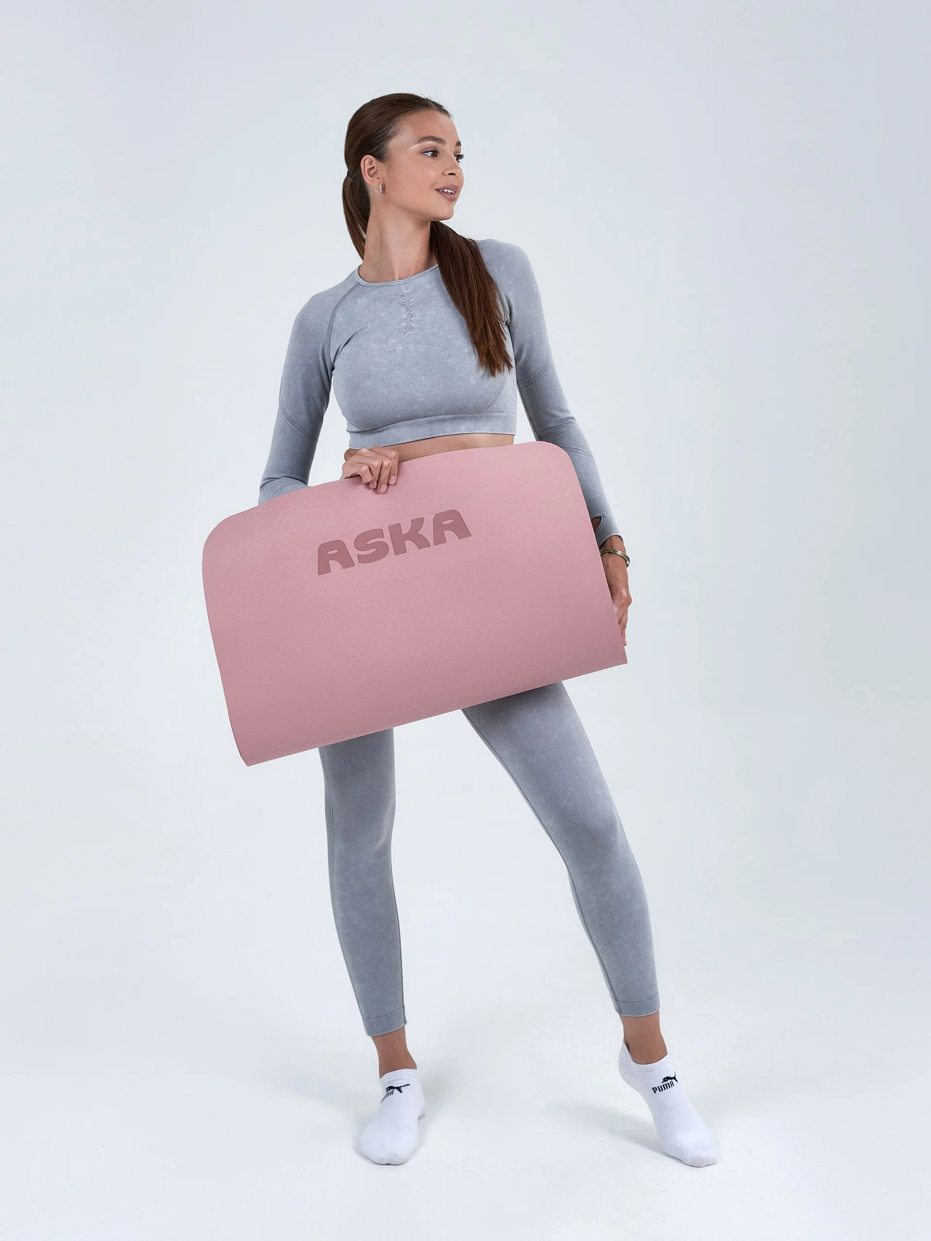 Розовый коврик для йоги и фитнеса ASKA, нескользящий TPE