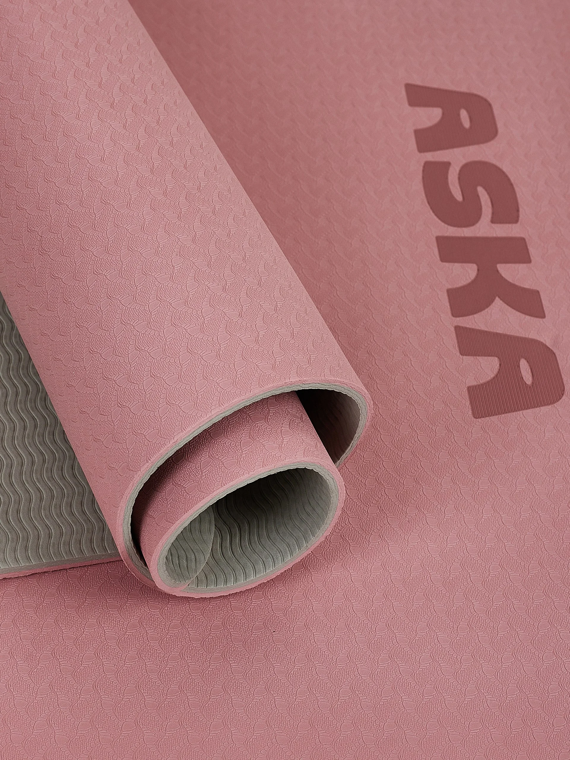 Розовый коврик для йоги и фитнеса ASKA, нескользящий TPE