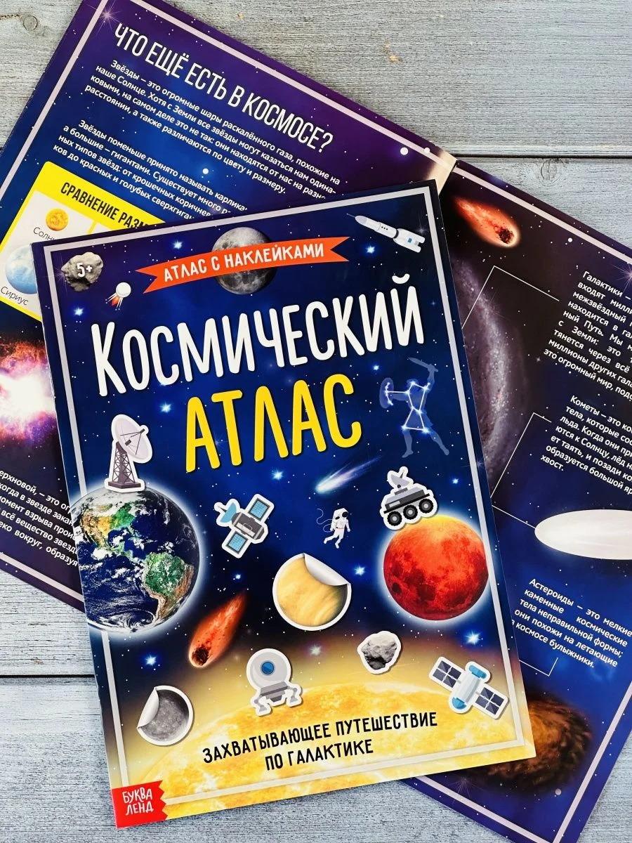 Наклейки Космический атлас космос космонавт планеты игра