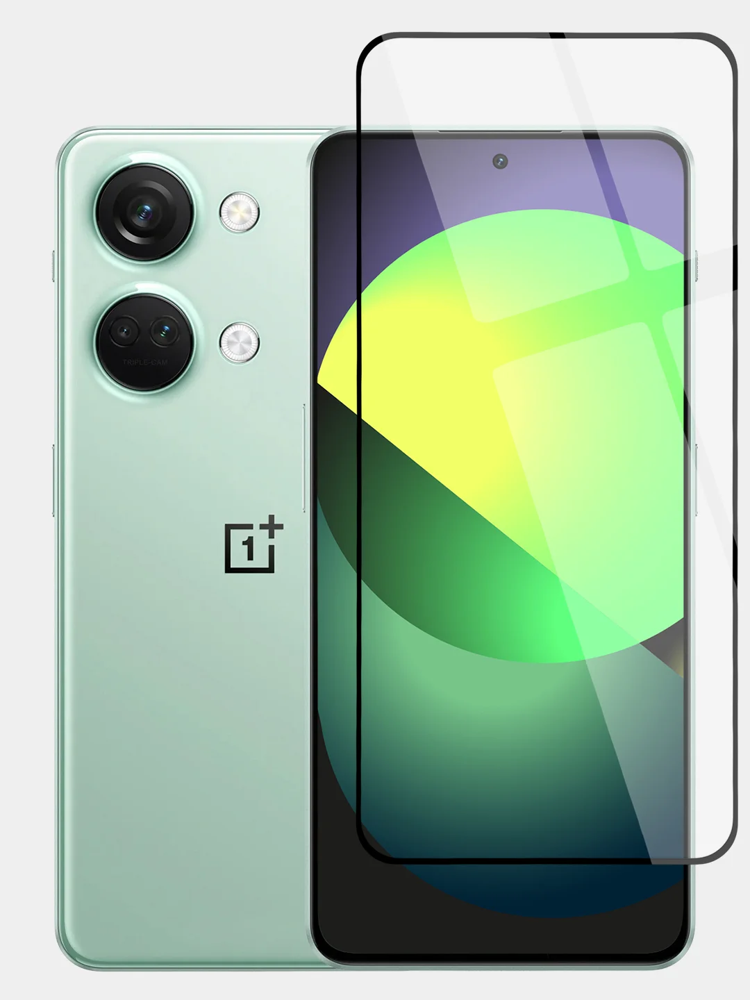 Прозрачный стекло для OnePlus Nord 3 защитное BROSCORP прозрачное олеофобное покрытие, черная рамка