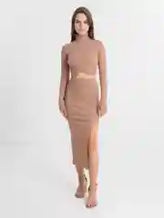Женский костюм с юбкой в рубчик