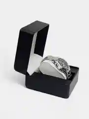 Серебряный часы механические наручные мужские кварцевые в подарочной коробке. Подарок для него