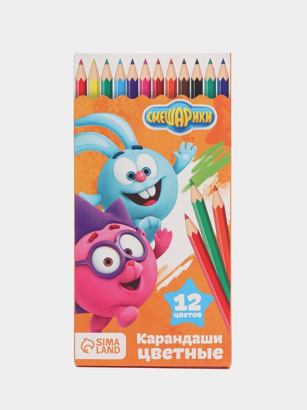 Карандаши цветные - 12 цветов, корпус деревянный, трехгранные, в картонной коробке