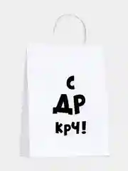 Аметистовый пакет подарочный с приколами, крафт, белый, 32 х 24 х 10,5 см