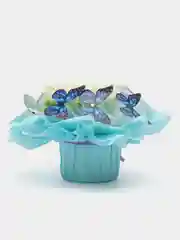 Белый букет из мягких игрушек и бабочек, светящийся, подарок
