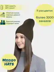 Тёмно-зелёный шапка женская, вязаная
