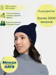 Темно-синий шапка женская, вязаная