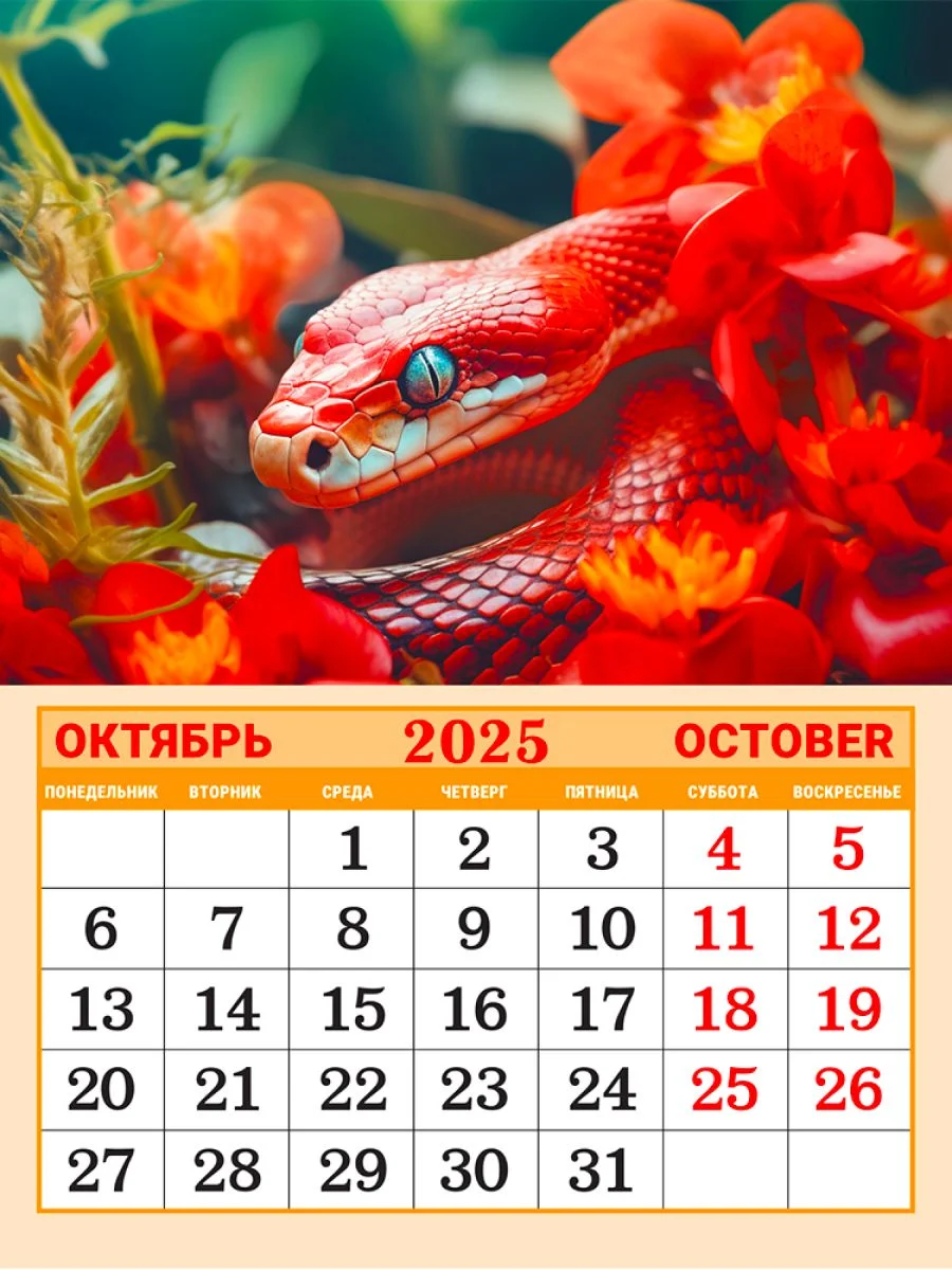 Красный календарь отрывной на магните 2025 (9,5*13 см)