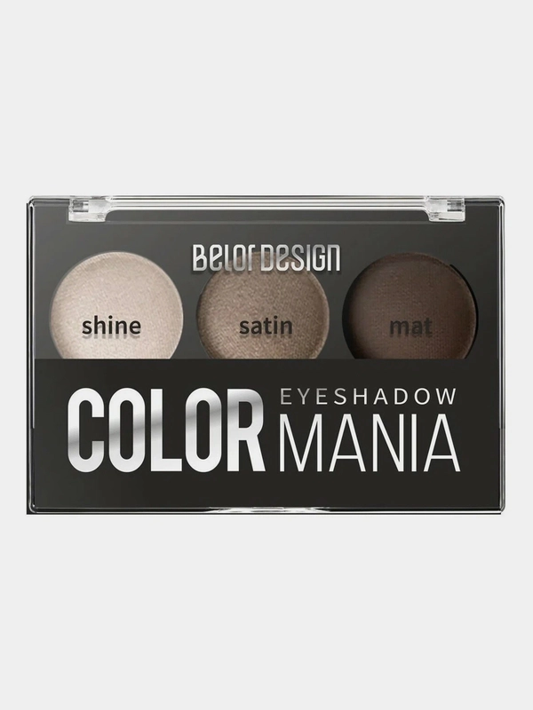 Тени для век Belor Design Color mania, тон 34 - кремовый серый, 5 г