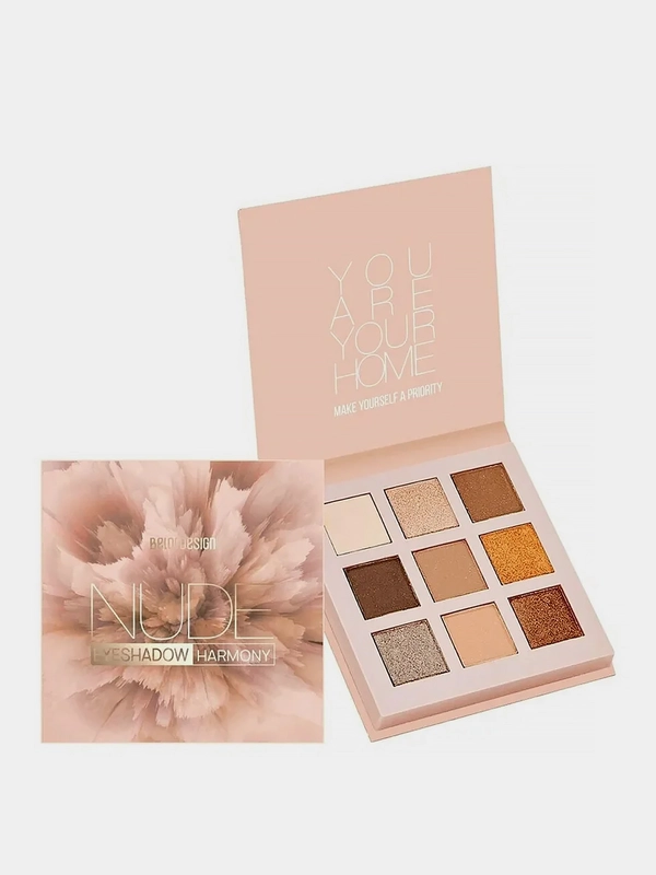 Палетка теней для век Belor Design Nude Harmony, нюдовая, 9 г