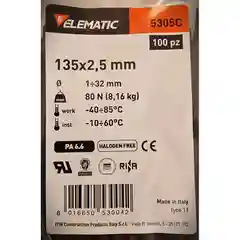 Черный стяжка-хомут нейлоновая Elematic чёрная, 135 х 2,5 мм, 100 шт/упак
