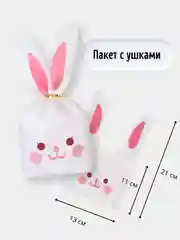 Розовый пакет для упаковки подарка Дед Мороз, Новый год/ подарочный пакет/ мешочек/пакет с ушками