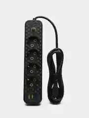 Синий сетевой фильтр-удлинитель с USB и Type-C портами, кнопкой выключения