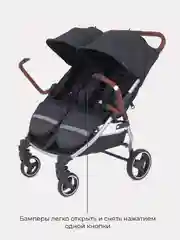 Черный коляска детская для близнецов MOWBaby Tandem MB170 Black