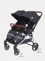 Черный коляска детская для близнецов MOWBaby Tandem MB170 Black