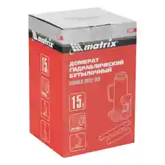 Домкрат гидравлический, бутылочный, 15 т, h подъема 230-460 мм, MATRIX, 50729