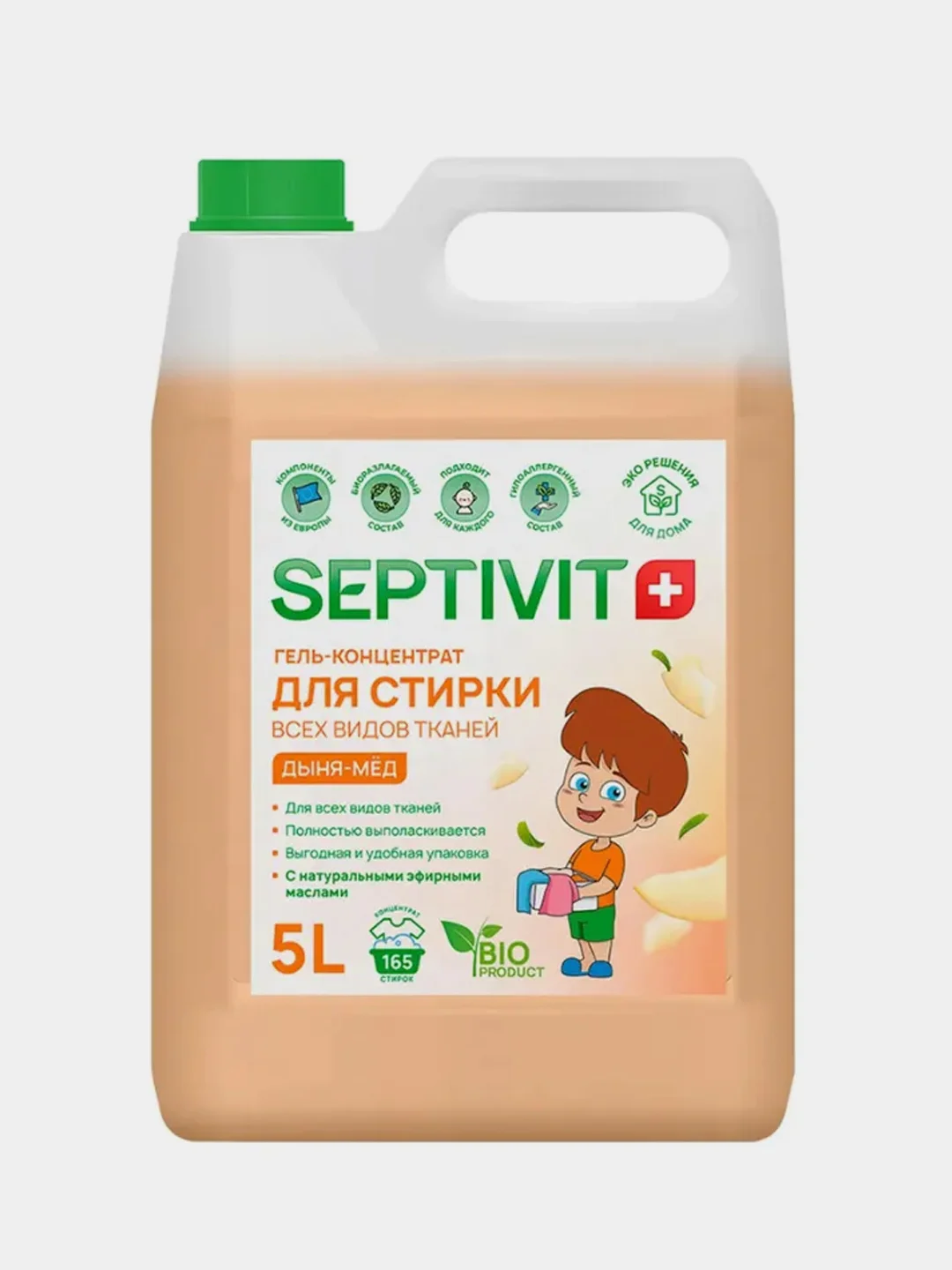 Гель для стирки SEPTIVIT "Универсальный Гель-Концентрат: Дыня Мед", 5 л