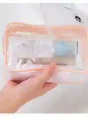 Розовый косметичка женская дорожная, прозрачная