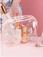 Розовый косметичка женская дорожная, прозрачная