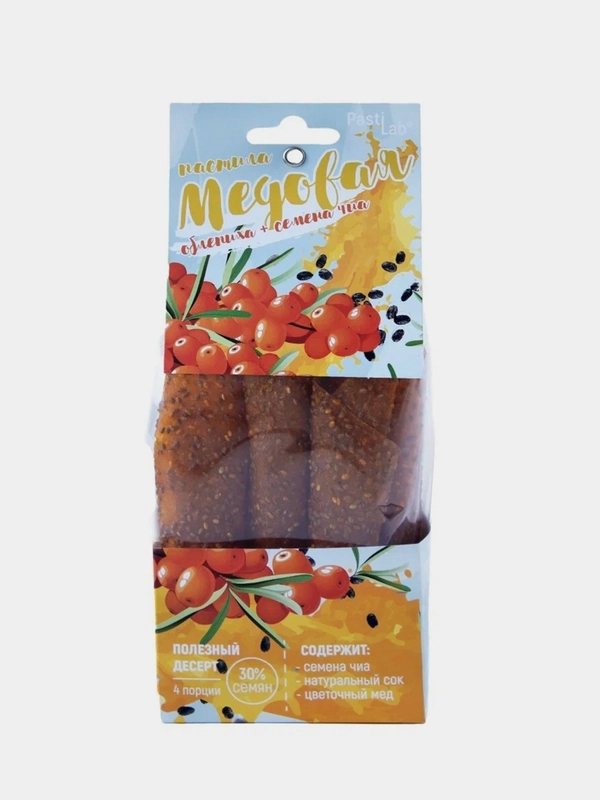 Медовая пастила PastiLab Облепиховая, с семенами чиа, 70 г