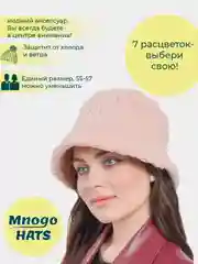 Розовый панама теплая меховая, в корейском стиле