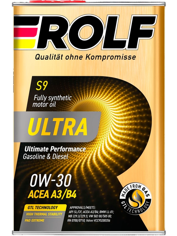 Масло моторное ROLF ULTRA SAE 0W-30, API A3/B4, ACEA SL/CF Синтетическое