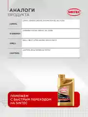 Моторное масло SINTEC RACING SAE 10W-60, API SN/CF, ACEA A3/B4 Синтетическое