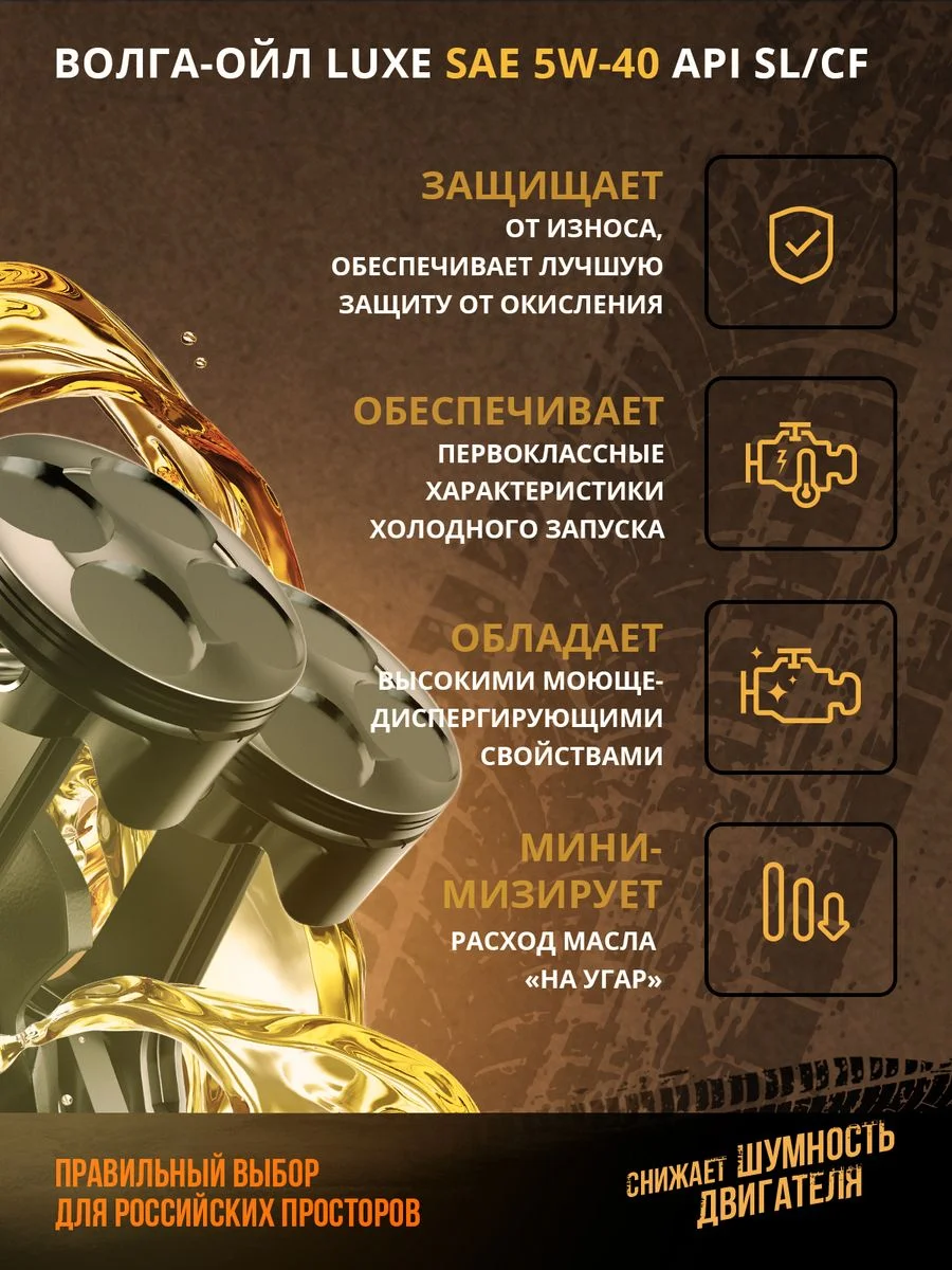 Полусинтетическое моторное масло Волга-Ойл LUXE SAE 5W-40 API SL/CF Volga Oil