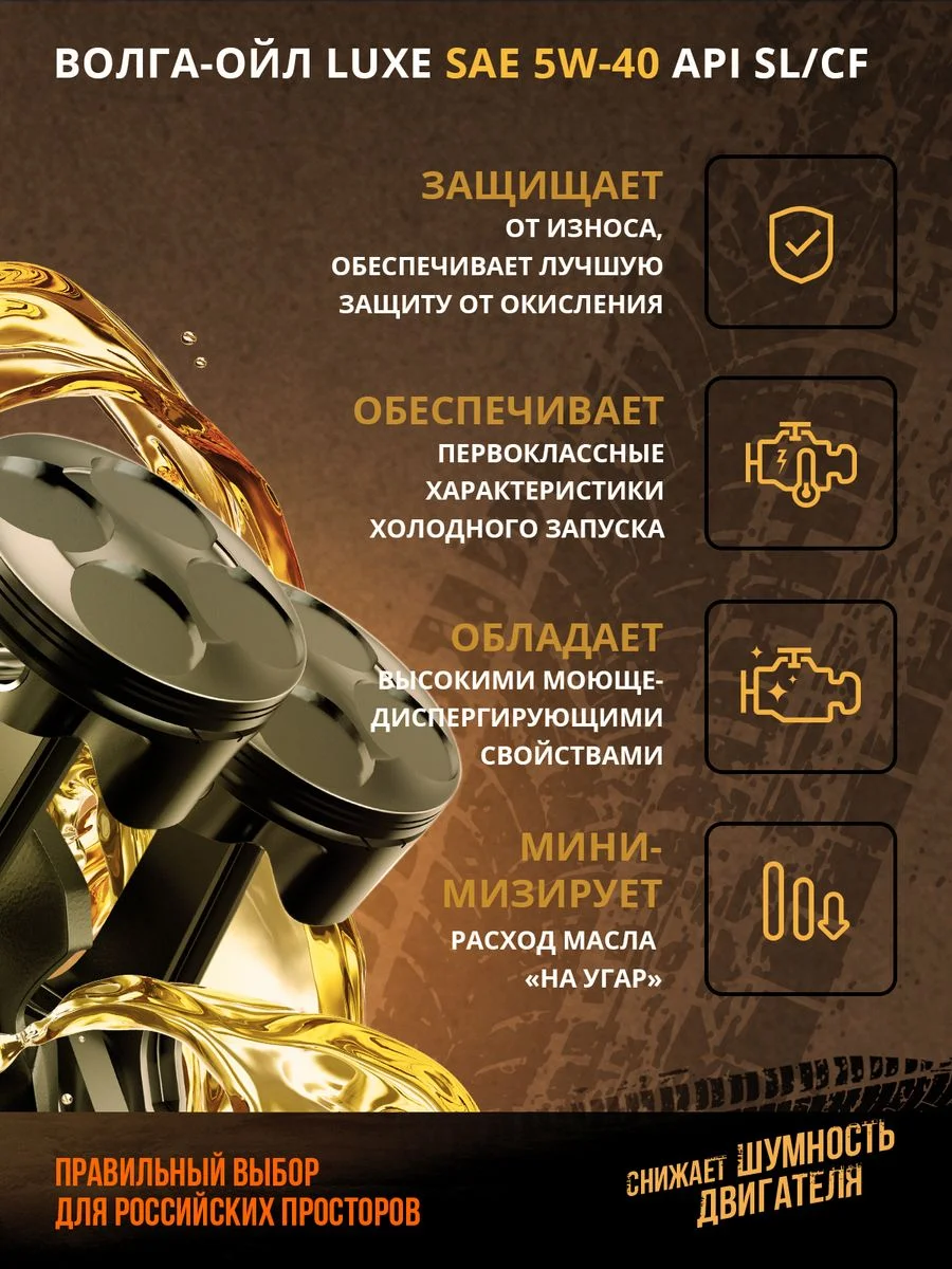 Полусинтетическое моторное масло Волга-Ойл LUXE SAE 5W-40 API SL/CF Volga Oil