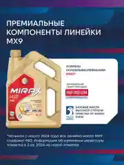 Моторное масло MIRAX MX9 SAE 0W-20, API SN PLUS, ACEA C5 Синтетическое