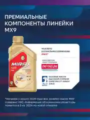 Моторное масло MIRAX MX9 SAE 0W-20, API SN PLUS, ACEA C5 Синтетическое