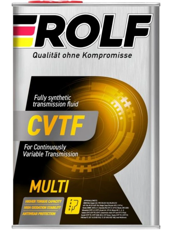 Масло трансмиссионное ROLF CVTF Multi, синтетическое, 4 л (металл)