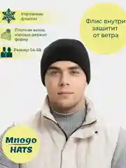 Черный шапка мужская, утепленная флисом