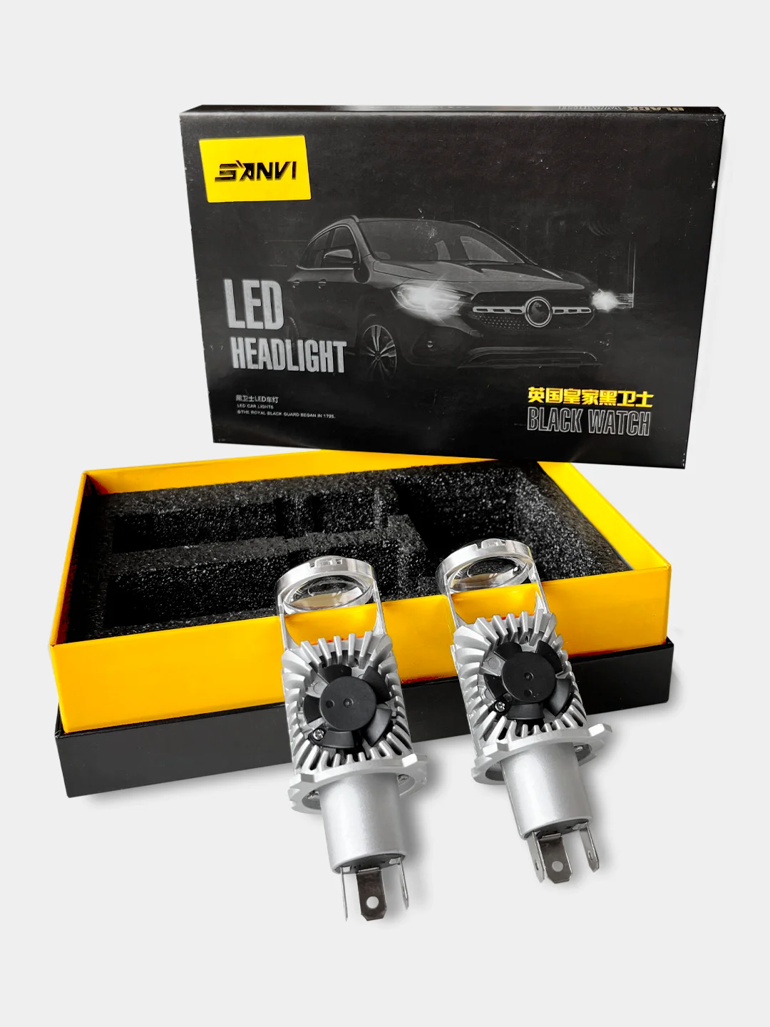 Автомобильные светодиодные лампы SANVI LED HEADLIGHT, H4, 5500К, dual CSP LED CHIPS, 2 шт