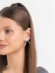 Белый сережски женские, серьги бантики под жемчуг