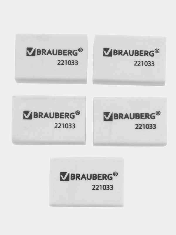 Ластик BRAUBERG Classic, 26*17*7 мм, белый, прямоугольный. 1/3/5шт