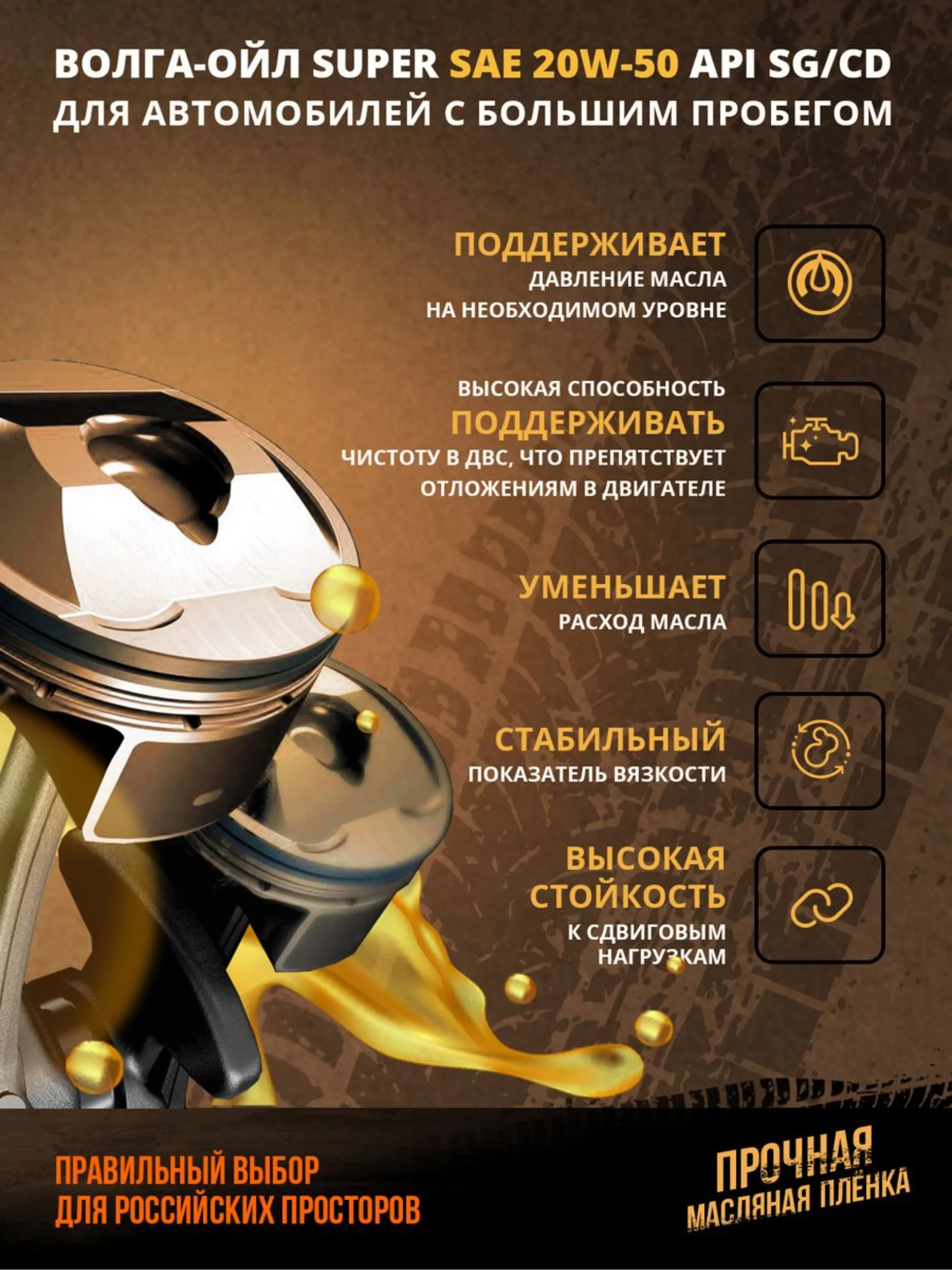Моторное масло Волга-Ойл Super SAE 20W-50 API SG/CD Минеральное