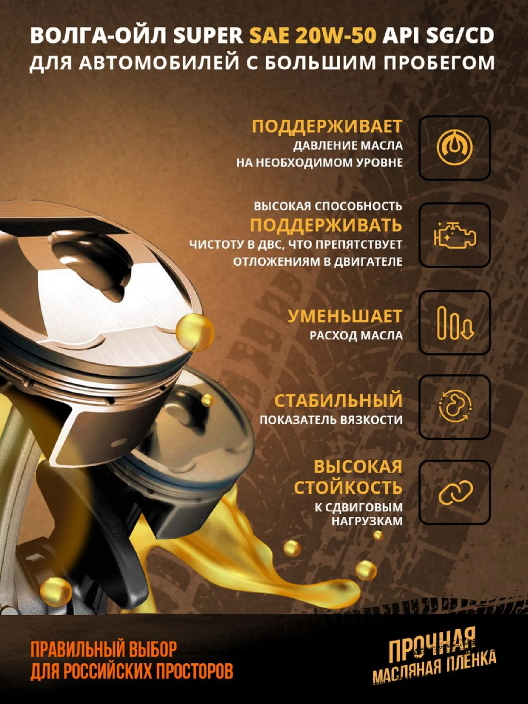 Моторное масло Волга-Ойл Super SAE 20W-50 API SG/CD Минеральное